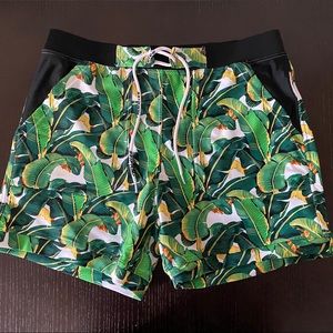 TADDLEE Men's Green Square Cut Board Shorts, L